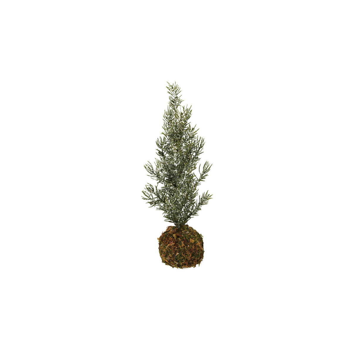 Faux Fir Tree with Moss Ball Base, Frost Finish