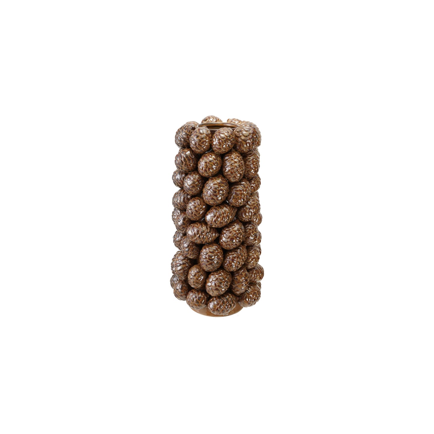 Stoneware Vase w- 3D Pinecones, 16" T