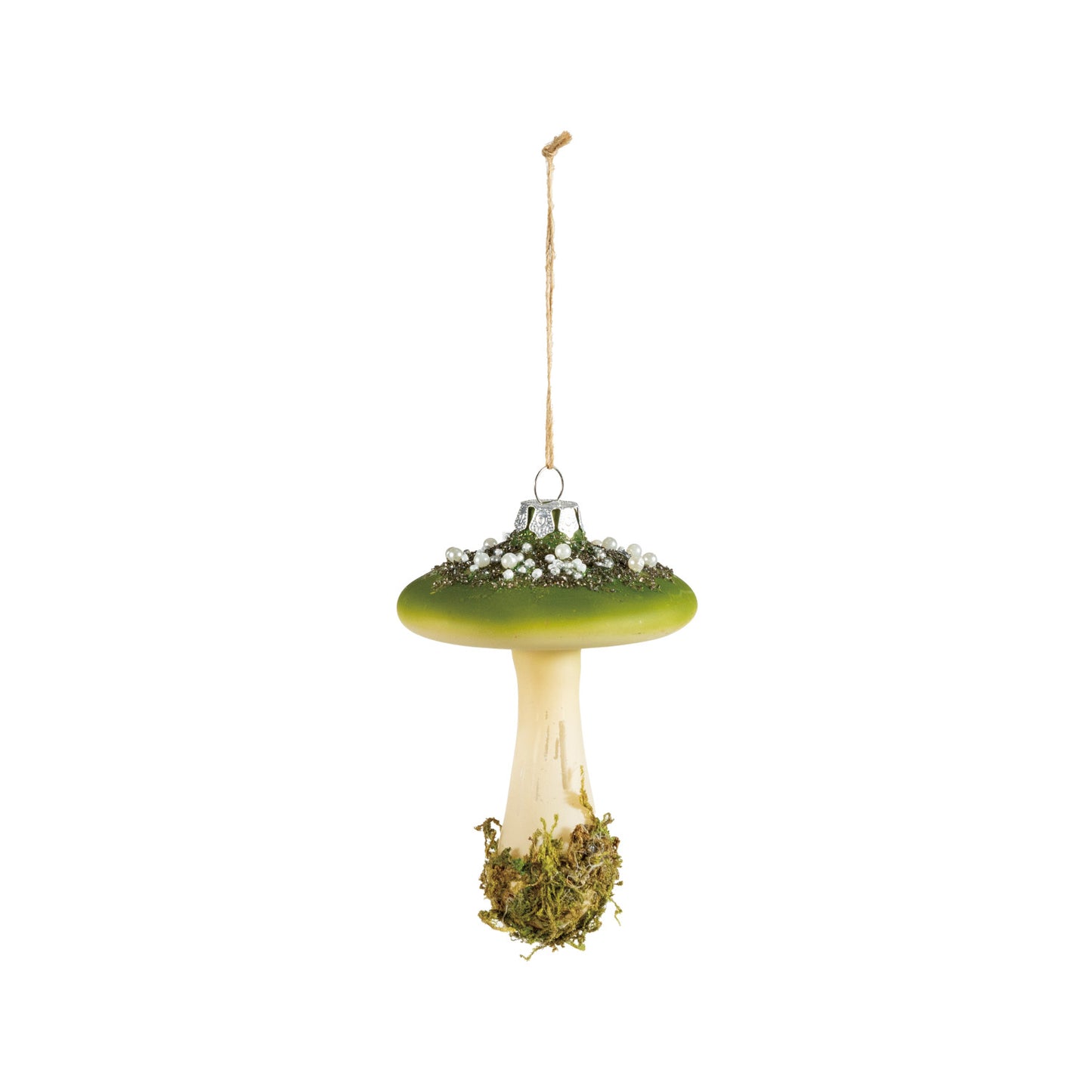 Glass Mushroom Ornament, Green