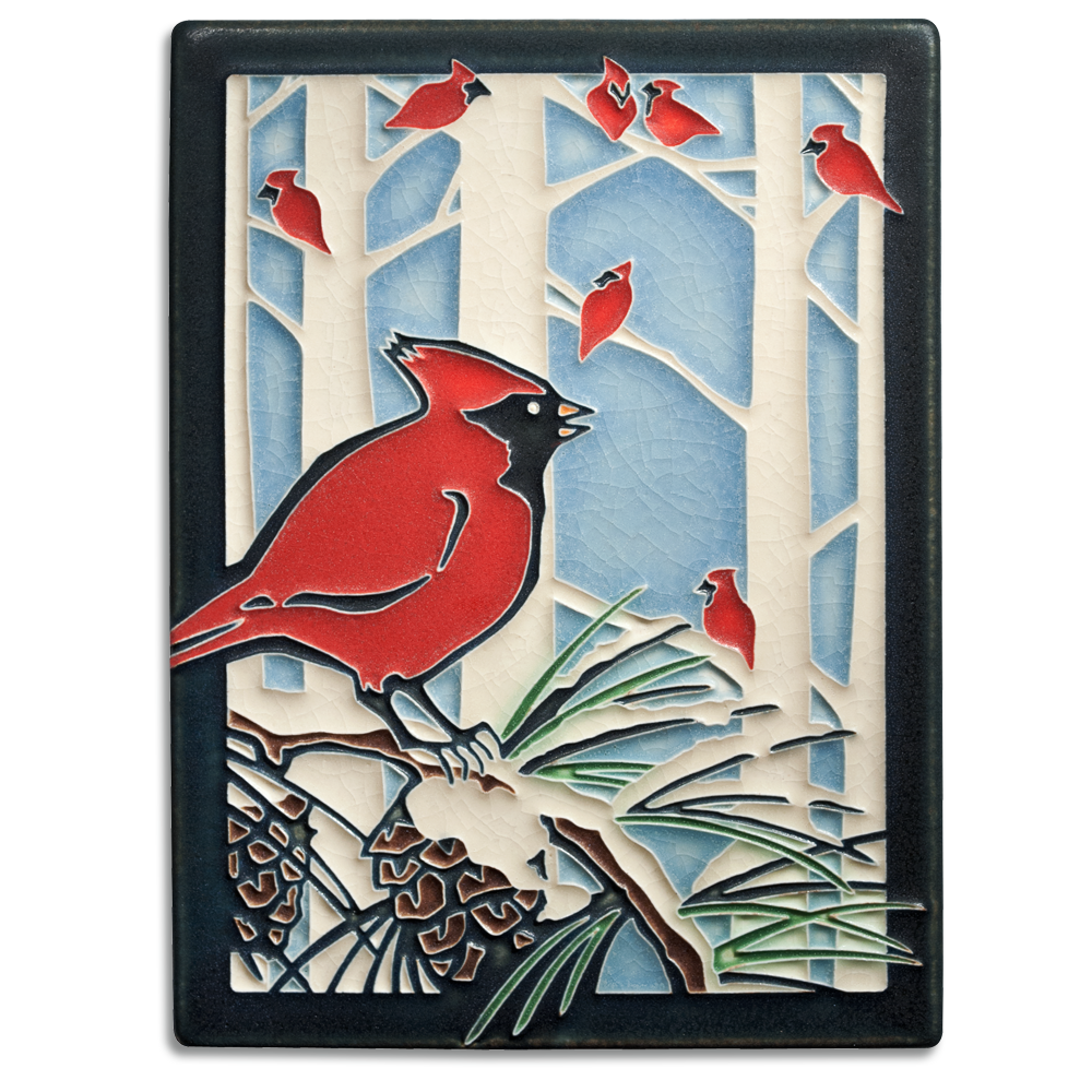 6x8 Winter Cardinals